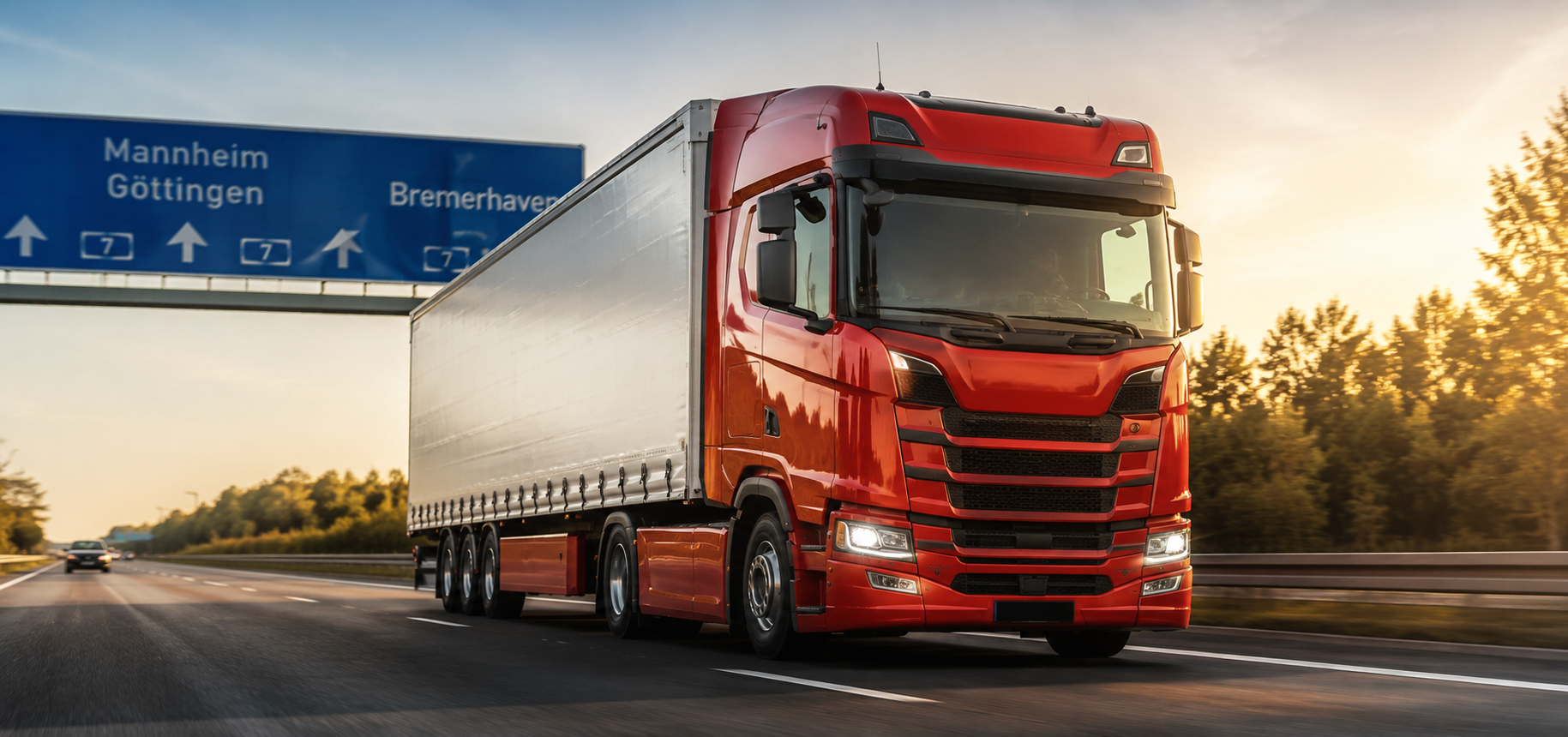 IMEX – Roter LKW auf der Autobahn